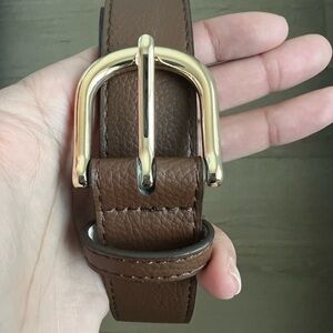 NWOT Women’s Brown Leather Belt with Gold Buckle